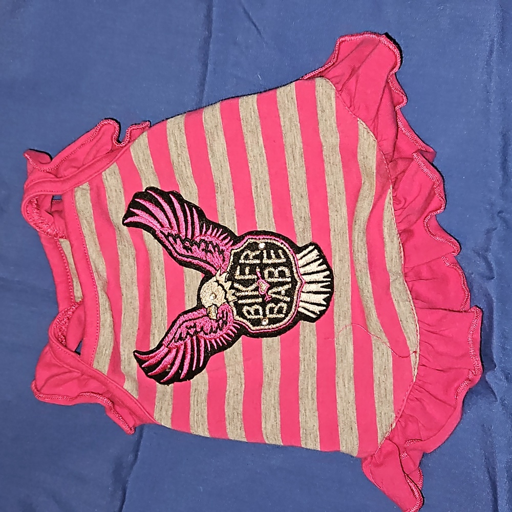 Simplydog XS Pet Apparel  Pink Silver Biker Babe Ruffled Cap.. Adorable
